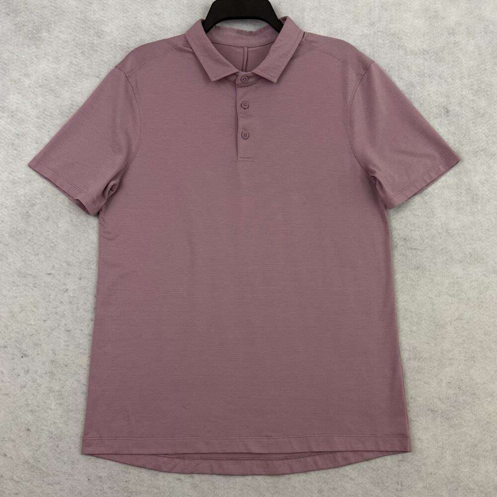 Lululemon Evolution Polo Shirt Mens Small Pink Rose Lightweight Pique Knit